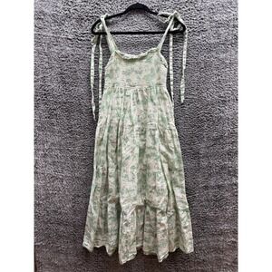 Kivari Chloe Tiered Coconut‎ Tree Midi Dress in light Green size US 10 UK 14